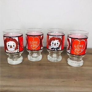 RAGGEDY-ANN 1972 Vintage Set of 4 OJ Glasses